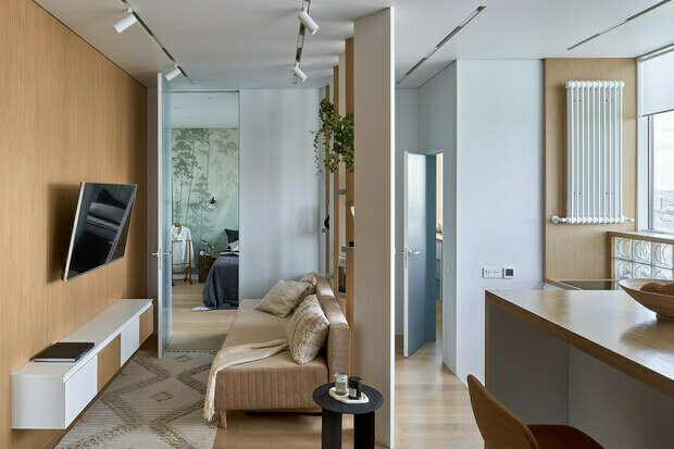 Фотография: Гостиная в стиле Современный, Минимализм, Эко, Квартира, Проект недели, Монолитный дом, 2 комнаты, 40-60 метров, Студия дизайна интерьеров Алексея Сушкова, Алексей Сушков, Белгород – фото на INMYROOM