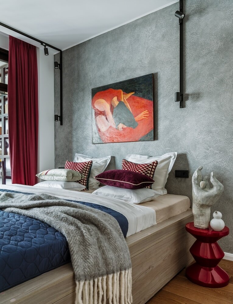 Фотография: Спальня в стиле Современный, Квартира, Проект недели, Москва, Монолитный дом, 2 комнаты, 60-90 метров, Studio DA – фото на INMYROOM Фотография: Спальня в стиле Современный, Квартира, Проект недели, Москва, Монолитный дом, 2 комнаты, 60-90 метров, Studio DA – фото на INMYROOM