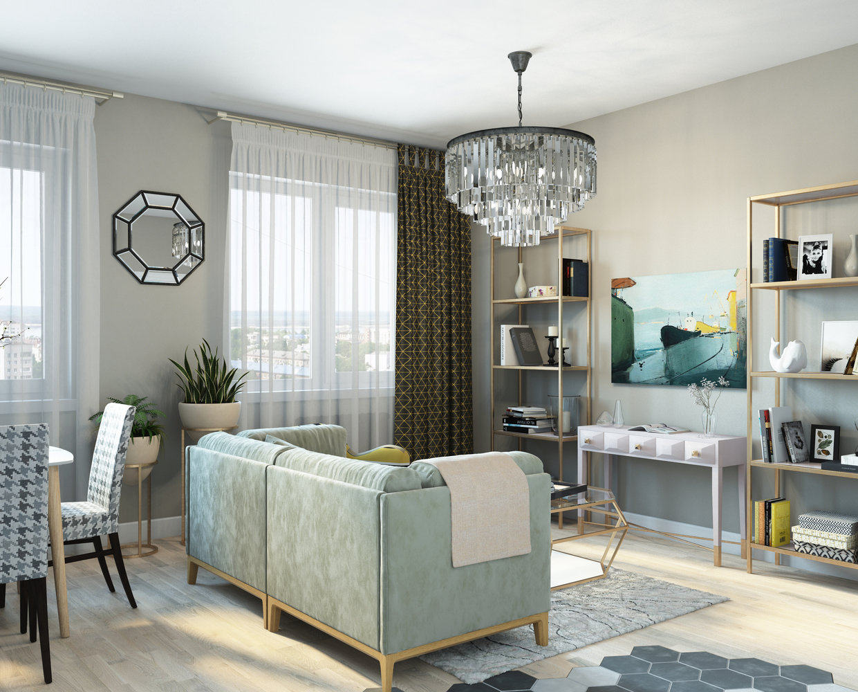 Фотография: Гостиная в стиле Современный, Эклектика, Квартира, Проект недели, Москва, 3 комнаты, 60-90 метров, Ксения Мезенцева – фото на INMYROOM Фотография: Гостиная в стиле Современный, Эклектика, Квартира, Проект недели, Москва, 3 комнаты, 60-90 метров, Ксения Мезенцева – фото на INMYROOM