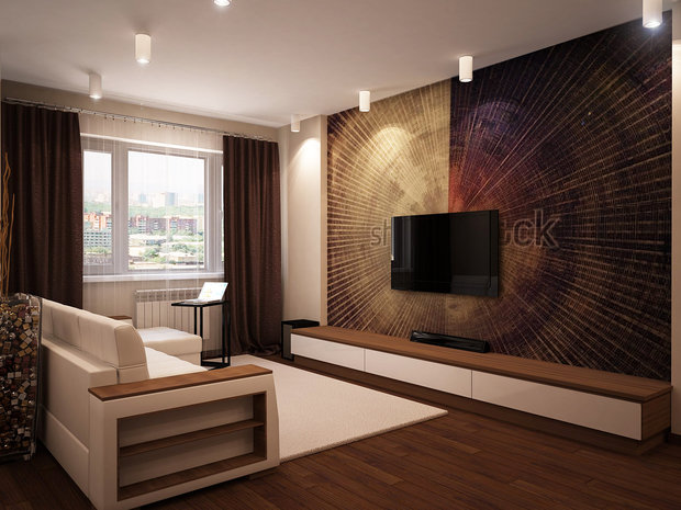 Фото из портфолио Гостиная с рабочей зоной 3-к квартира по ул.Шамшурина – фотографии дизайна интерьеров на INMYROOM