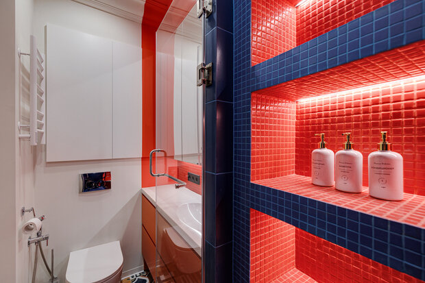 Фотография: Ванная в стиле Современный, Малогабаритная квартира, Квартира, Студия, Проект дня, Москва, Олег Коган, Кирпичный дом, до 40 метров – фото на INMYROOM