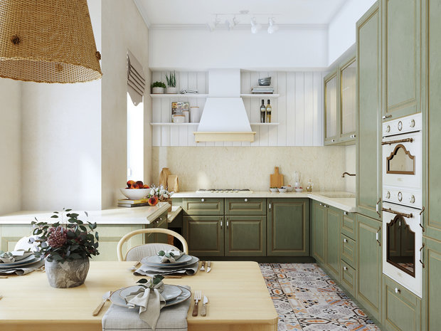 Фотография: Кухня и столовая в стиле Прованс и Кантри, Ремонт на практике, 1 комната, «Точка дизайна», Иван Миролюбов – фото на INMYROOM
