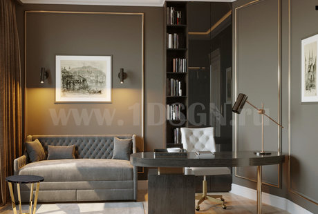 Дизайн интерьера кабинета в ЖК "Wellton Park" Голландский дом г.Москва