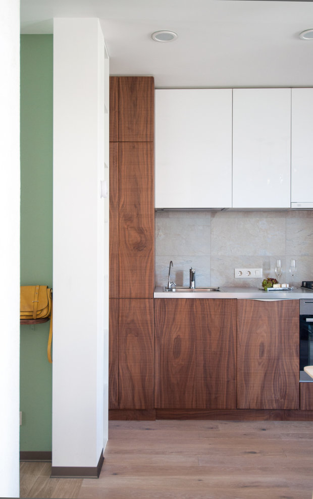 Фотография: Кухня и столовая в стиле Эко, Современный, Квартира, Минимализм, Проект недели, Ивантеевка, Московская область, Монолитный дом, 1 комната, до 40 метров, 40-60 метров, Design Filosofia, ЖК «Голландский квартал» – фото на INMYROOM