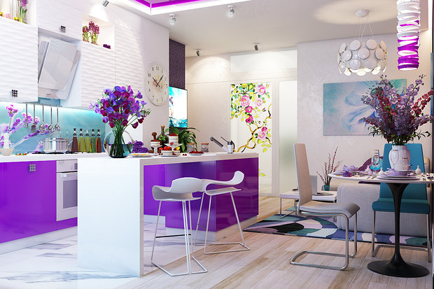 Фото из портфолио Яркие апартаменты для молодой семьи – фотографии дизайна интерьеров на INMYROOM