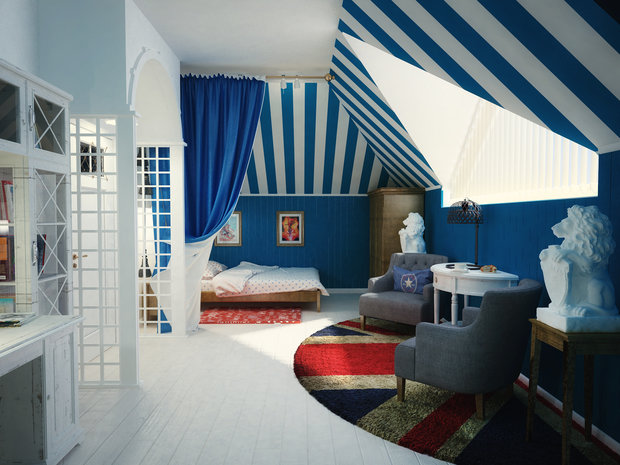 Фото из портфолио Комната для Мальчика на мансарде – фотографии дизайна интерьеров на INMYROOM