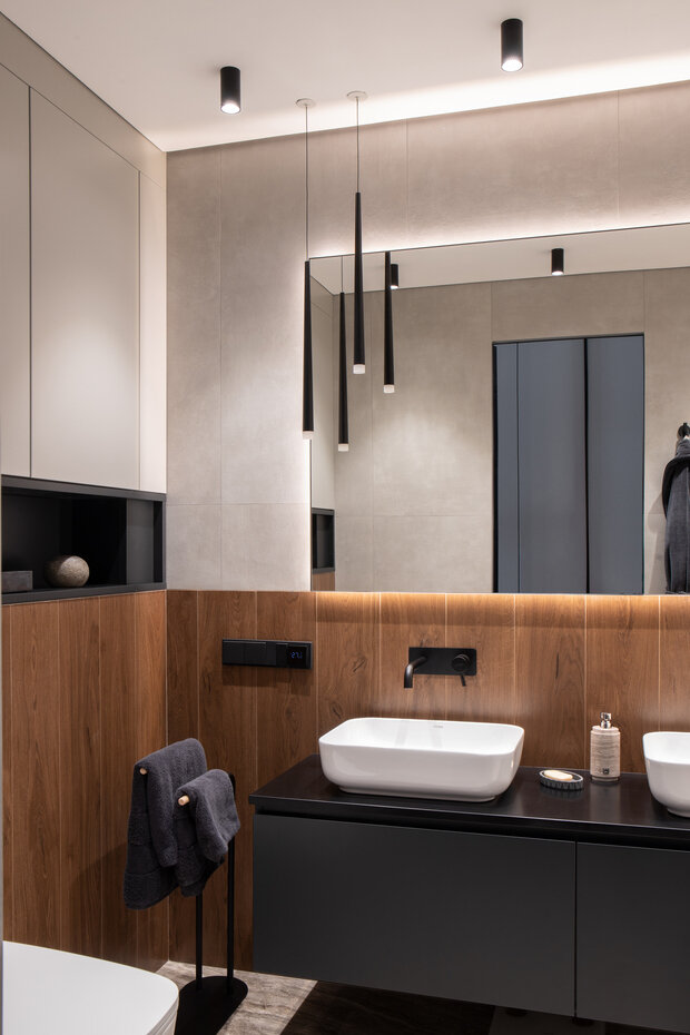 Фотография: Ванная в стиле Современный, Минимализм, Квартира, Проект дня, Санкт-Петербург, 2 комнаты, Более 90 метров, Эксклюзивные проекты, минимализм с элементами современного дизайна, фото интерьера, дизайн интерьера фото, Ирина Смышляева – фото на INMYROOM