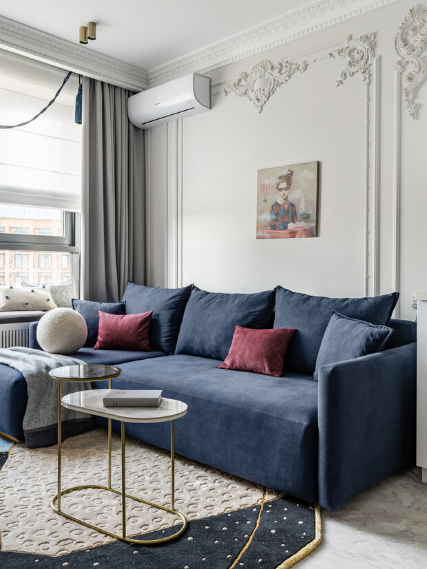 Фотография: Гостиная в стиле Классический, Современный, Квартира, Проект дня, Москва, Монолитный дом, 1 комната, 40-60 метров, Алина Мурашова – фото на INMYROOM