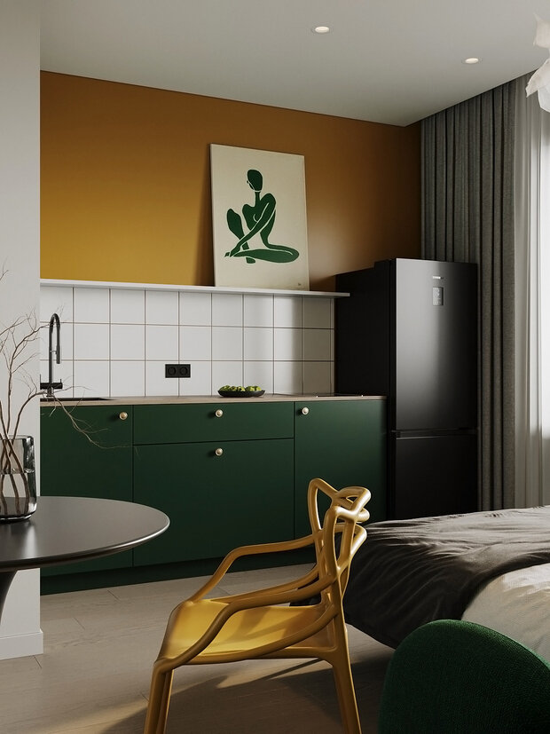 Фотография: Кухня и столовая в стиле Современный, Малогабаритная квартира, Квартира, Студия, Проект дня, Челябинск, до 40 метров, Студия Кель, Елена Кель – фото на INMYROOM