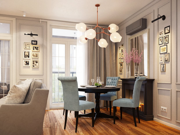 Фотография: Кухня и столовая в стиле Классический, Современный, Квартира, Проект недели, Монолитный дом, 1 комната, 40-60 метров, Екатерина Саламандра, Бюро «Общая Площадь», ЖК «Переделкино Ближнее» – фото на INMYROOM