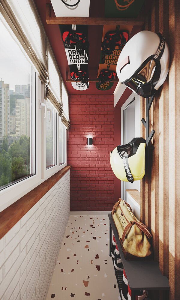 Фотография: Балкон в стиле Лофт, Скандинавский, Современный, Эклектика, Квартира, Проект недели, Москва, 3 комнаты, 60-90 метров, Бохо, KSInteriors – фото на INMYROOM