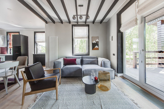 Фотография: Гостиная в стиле Скандинавский, Дом, Проект недели, Дача, Дом и дача, Московская область, 4 и больше, Более 90 метров, Ксения Налетова – фото на INMYROOM