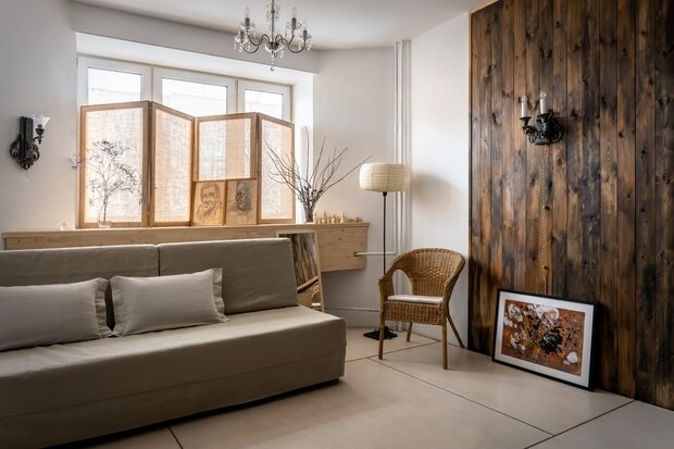 Фотография: Гостиная в стиле Современный, Эклектика, Эко, Квартира, Студия, Проект недели, 40-60 метров, Истра, Александра Журавлева – фото на INMYROOM