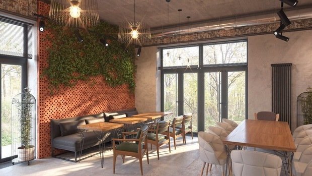 Фото из портфолио Кафе-бар в стиле эко-лофт, 250 м² – фотографии дизайна интерьеров на INMYROOM
