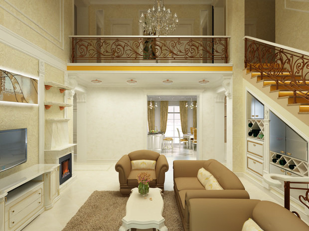 Фото из портфолио гостиная со вторым светом в частном доме, Краснодар – фотографии дизайна интерьеров на INMYROOM