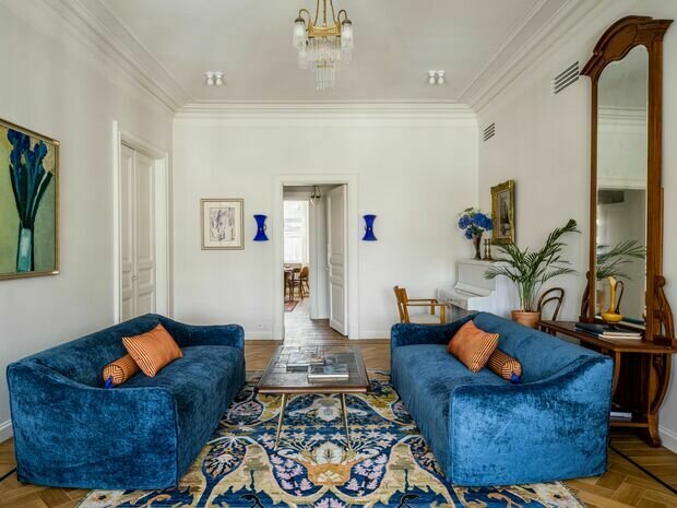 Фотография: Гостиная в стиле Классический, Современный, Эклектика, Квартира, Проект дня, Москва, 4 и больше, Более 90 метров, Елена Учаева – фото на INMYROOM