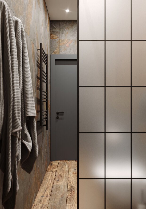 Фотография: Ванная в стиле Лофт, Скандинавский, Современный, Малогабаритная квартира, Квартира, Проект дня, Москва, 2 комнаты, 40-60 метров, Екатерина Быковская – фото на INMYROOM