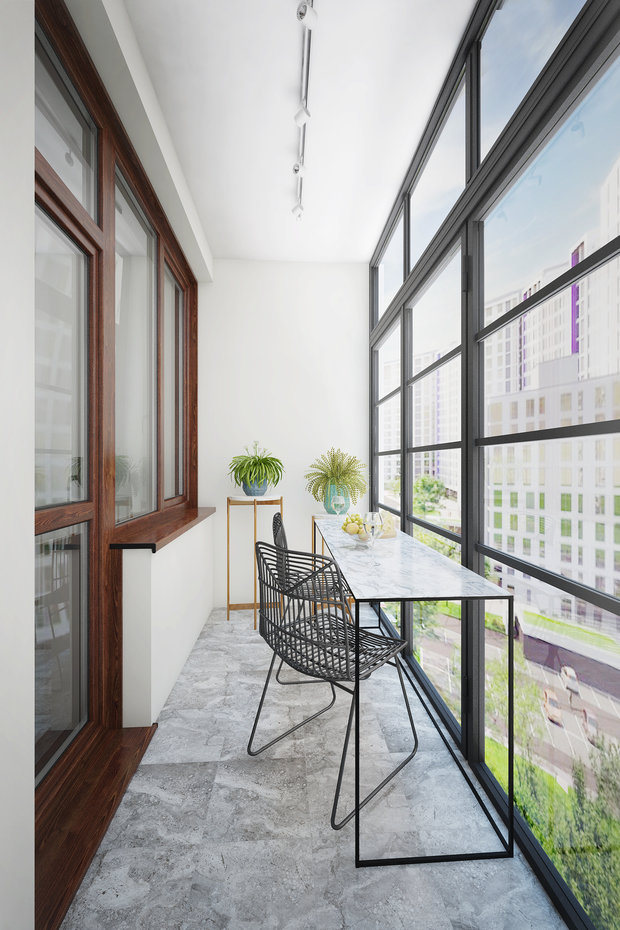 Фотография: Балкон в стиле Скандинавский, Современный, Квартира, Минимализм, Проект недели, Москва, 1 комната, 40-60 метров, Монолитно-кирпичный, Манана Хучуа, ЖК «на Симоновском» – фото на INMYROOM