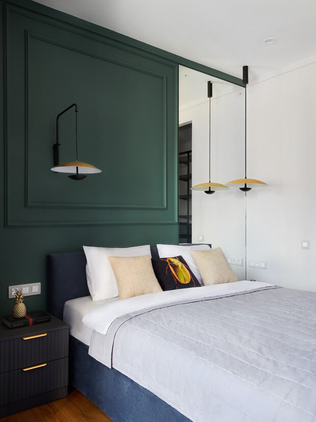 Фотография: Спальня в стиле Современный, Квартира, Проект дня, Москва, 2 комнаты, 40-60 метров, Евгения Акимова, ЖК «RiverSky» – фото на INMYROOM