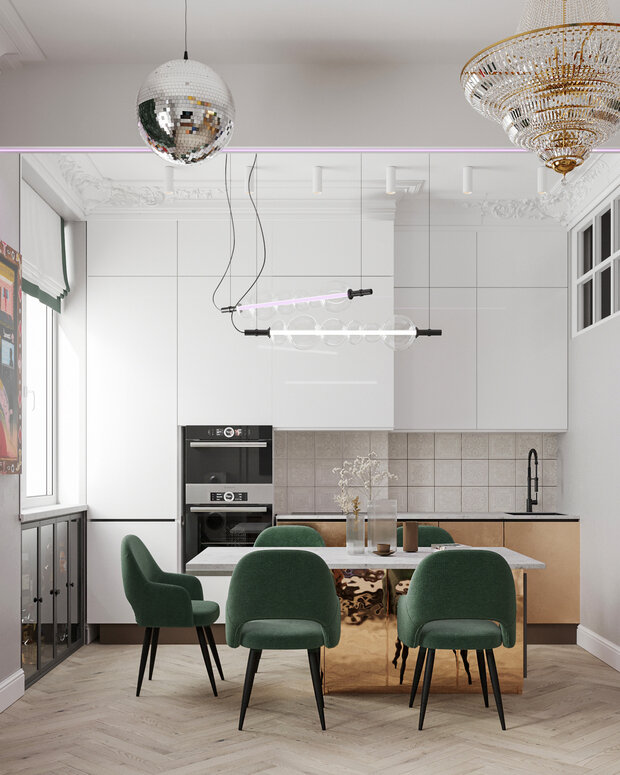Фотография: Кухня и столовая в стиле Современный, Эклектика, Квартира, Проект недели, Москва, 2 комнаты, 40-60 метров, Анастасия Григорьева – фото на INMYROOM