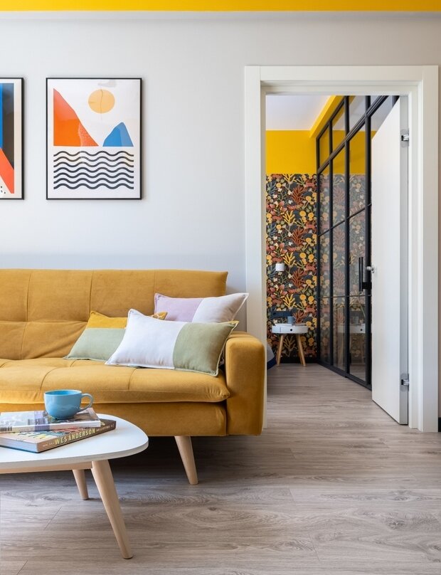 Фотография: Гостиная в стиле Современный, Квартира, Проект недели, Москва, Хрущевка, 3 комнаты, 40-60 метров, II-14, Лидия Напреенко – фото на INMYROOM