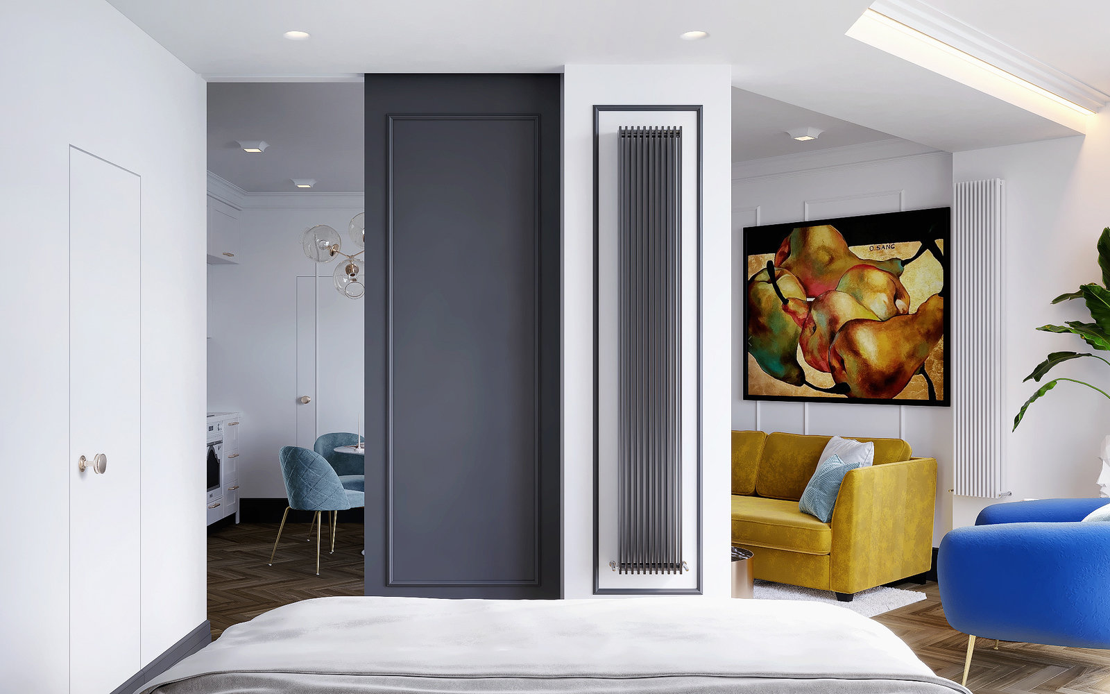 Фотография: Спальня в стиле Современный, Кухня и столовая, Ванная, Гостиная, Квартира, Студия, Белый, Проект недели, Зеленый, Желтый, 40-60 метров, ПРЕМИЯ INMYROOM – фото на INMYROOM Фотография: Спальня в стиле Современный, Кухня и столовая, Ванная, Гостиная, Квартира, Студия, Белый, Проект недели, Зеленый, Желтый, 40-60 метров, ПРЕМИЯ INMYROOM – фото на INMYROOM