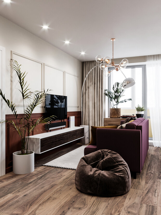 Фотография: Гостиная в стиле Современный, Эклектика, Квартира, Проект недели, Санкт-Петербург, 3 комнаты, Более 90 метров, VizDiz, Илона Ореховская – фото на INMYROOM