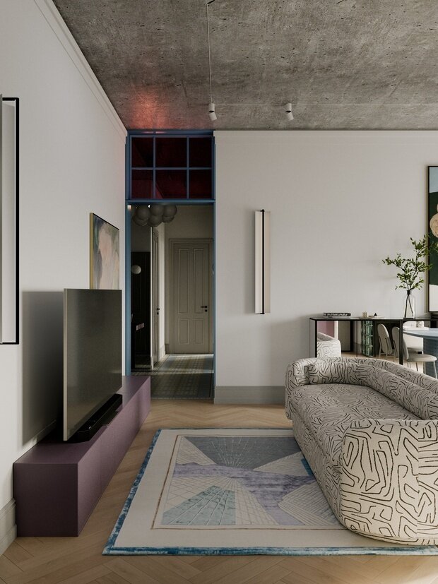 Фотография: Гостиная в стиле Современный, Эклектика, Минимализм, Квартира, Проект дня, Санкт-Петербург, 4 и больше, Более 90 метров, CHE DESIGN – фото на INMYROOM