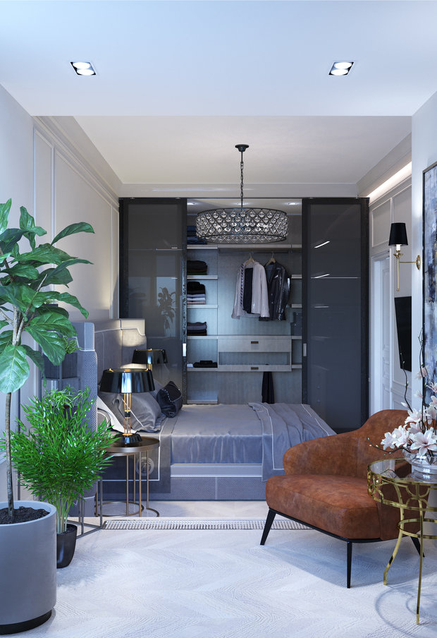 Фото из портфолио Квартира в стиле современная классика - ул 1905 г. Спальня Хозяйская – фотографии дизайна интерьеров на INMYROOM
