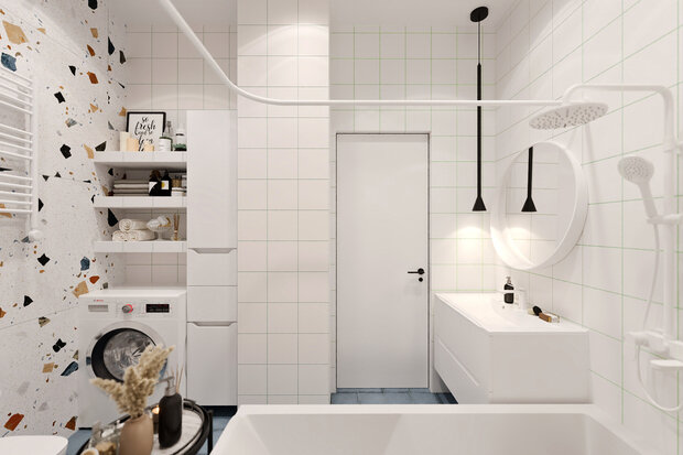 Фотография: Ванная в стиле Современный, Минимализм, Квартира, Проект недели, 3 комнаты, 40-60 метров, Фрязино, Анна Гречка – фото на INMYROOM