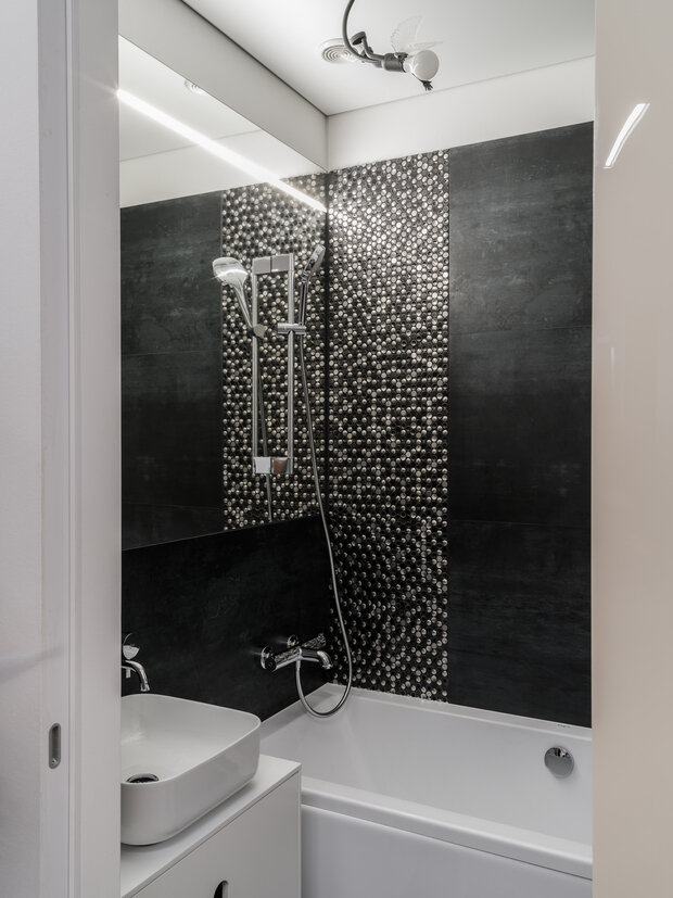 Фотография: Ванная в стиле Современный, Минимализм, Квартира, Проект дня, Москва, 2 комнаты, 60-90 метров, Анастасия Дубовскова, ЖК «Яуза Парк» – фото на INMYROOM