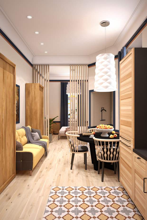 Фотография: Гостиная в стиле Современный, Эко, Скандинавский, Квартира, Студия, Проект дня, Марина Саркисян, Хельсинки, до 40 метров – фото на INMYROOM