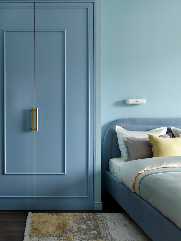 Фотография: Спальня в стиле Современный, Квартира, Проект недели, Москва, Монолитный дом, 3 комнаты, Более 90 метров, Анастасия Холопцева – фото на INMYROOM