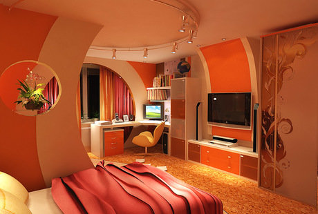 Оранжевая детская, современный стиль