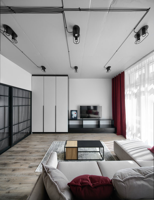 Фотография: Гостиная в стиле Минимализм, Современный, Квартира, Студия, Проект недели, Киев, 40-60 метров, Lauri Brothers – фото на INMYROOM