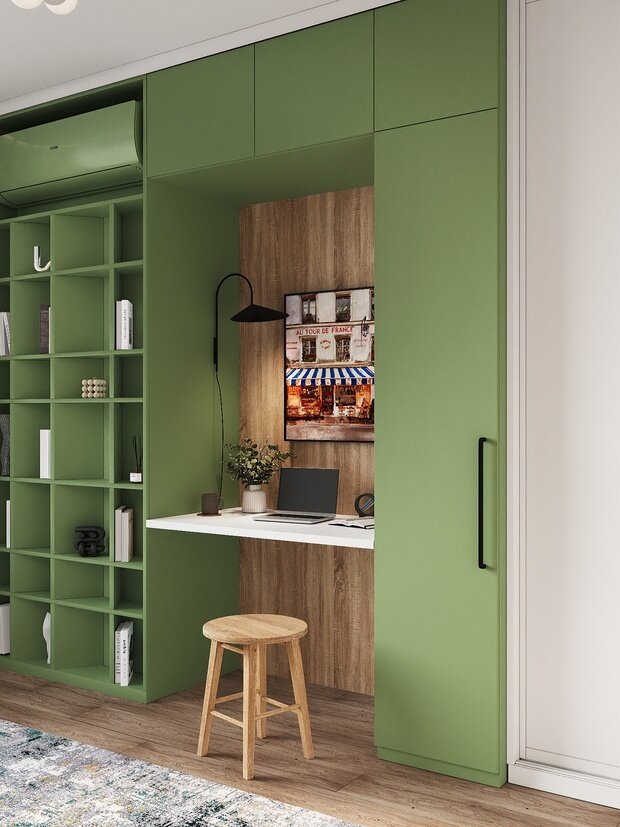 Фотография: Гостиная в стиле Современный, Квартира, Проект дня, Московская область, Ирина Собыленская, 3 комнаты, 40-60 метров, Монолитно-кирпичный – фото на INMYROOM