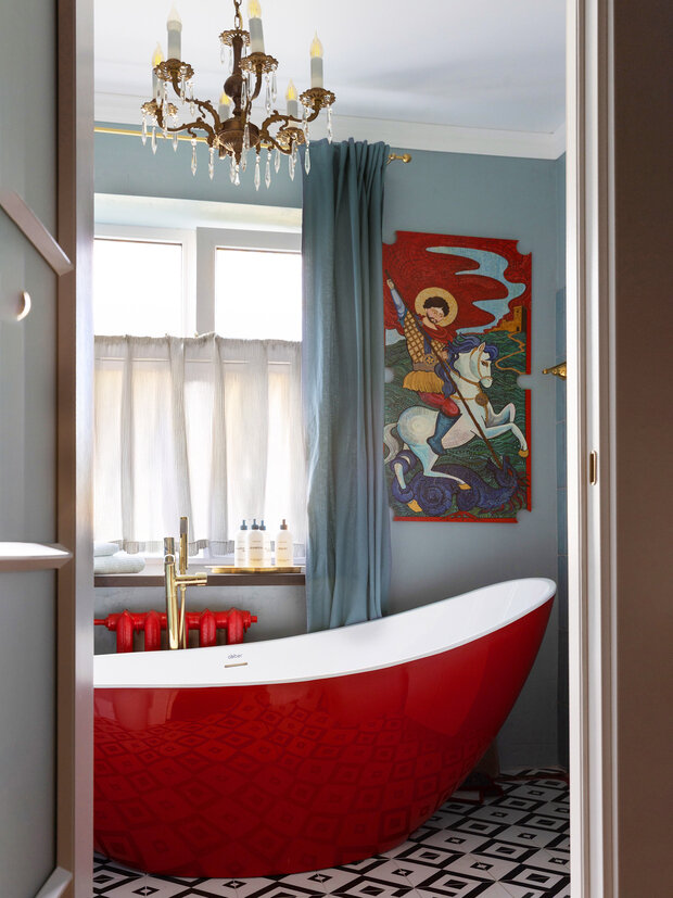 Фотография: Ванная в стиле Эклектика, Малогабаритная квартира, Квартира, Проект дня, 2 комнаты, до 40 метров, Коломна, современный с элементами классики и минимализмом, Арина Олесюк, Олеся Карпова – фото на INMYROOM