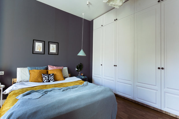 Фотография: Спальня в стиле Скандинавский, Квартира, Проект недели, Санкт-Петербург, Кирпичный дом, 2 комнаты, 60-90 метров, Алена Рогачева, Полина Строкова – фото на INMYROOM