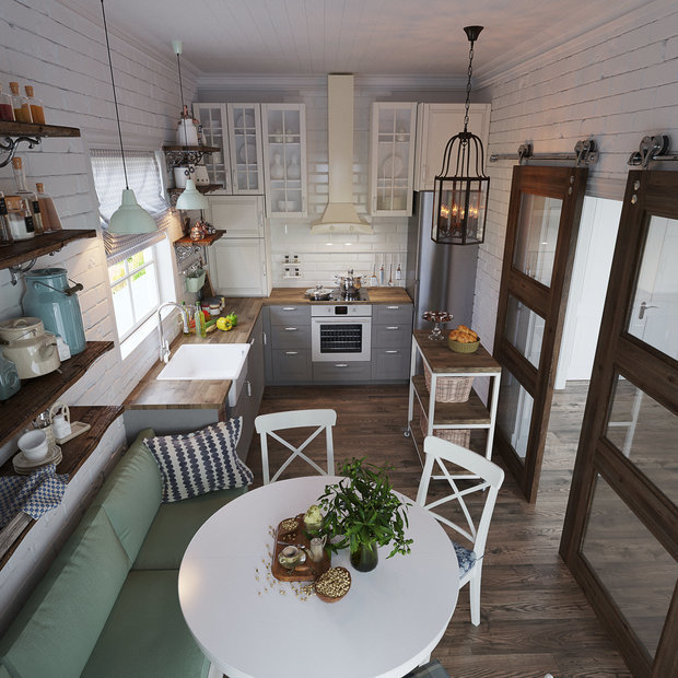 Фотография: Кухня и столовая в стиле Прованс и Кантри, Гид, напольное покрытие, ламинат – фото на INMYROOM
