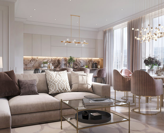 Фото из портфолио Нежная неоклассика – фотографии дизайна интерьеров на INMYROOM