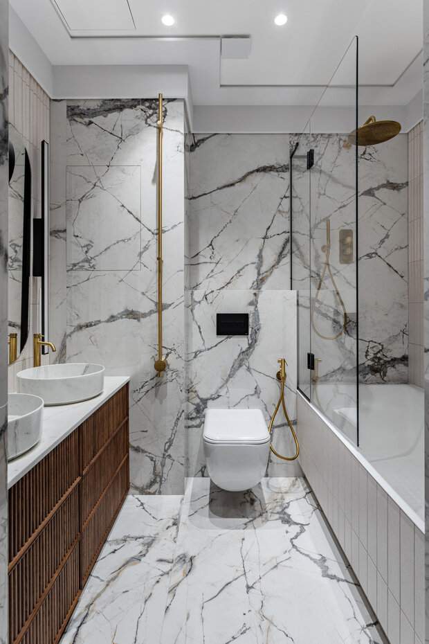 Фотография: Ванная в стиле Современный, Квартира, Проект дня, Москва, 4 и больше, Более 90 метров, современный с элементами классики и роскоши, Саша Кама – фото на INMYROOM