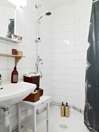 Фотография: Ванная в стиле Скандинавский, DIY, Малогабаритная квартира, Квартира, Дома и квартиры – фото на INMYROOM
