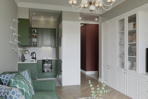 Фотография: Кухня и столовая в стиле Эклектика, Квартира, Проект недели, Монолитный дом, 2 комнаты, 40-60 метров, 60-90 метров, Истра, Andrei Lobin Design Buro, Андрей Лобин – фото на INMYROOM