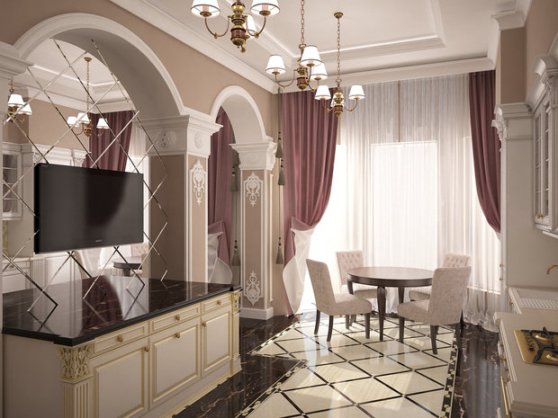 Фото из портфолио Гостиная + Кухня – фотографии дизайна интерьеров на INMYROOM