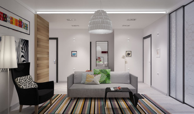 Фотография: Гостиная в стиле Хай-тек, Скандинавский, Современный, Декор интерьера, Квартира, Проект недели, Московская область, Наталия Чайка, Александра Морозова, Балашиха, ЖК «Акварели», Монолитный дом, 3 комнаты, 60-90 метров, Григорий Севастьянов, Studio 8 – фото на INMYROOM