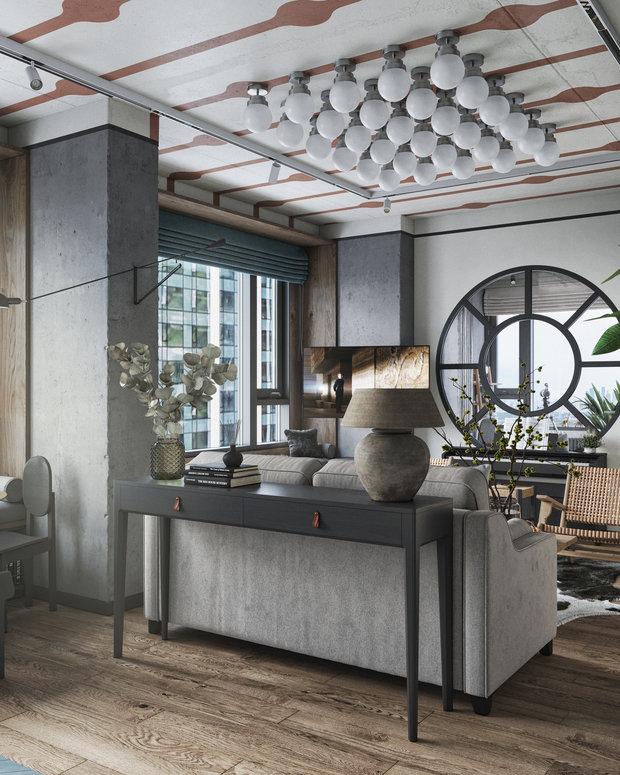 Фотография: Гостиная в стиле Лофт, Эклектика, Квартира, Проект недели, Москва, Макс Жуков, To Taste, 3 комнаты, 60-90 метров – фото на INMYROOM