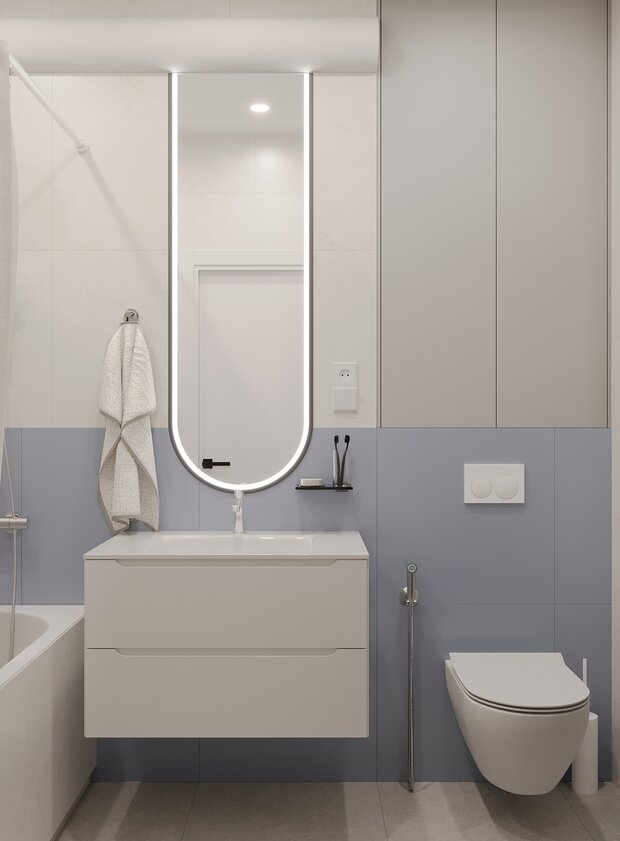 Фотография: Ванная в стиле Современный, Минимализм, Квартира, Советы, Башня Вулыха, Студия дизайна Максимаджи – фото на INMYROOM