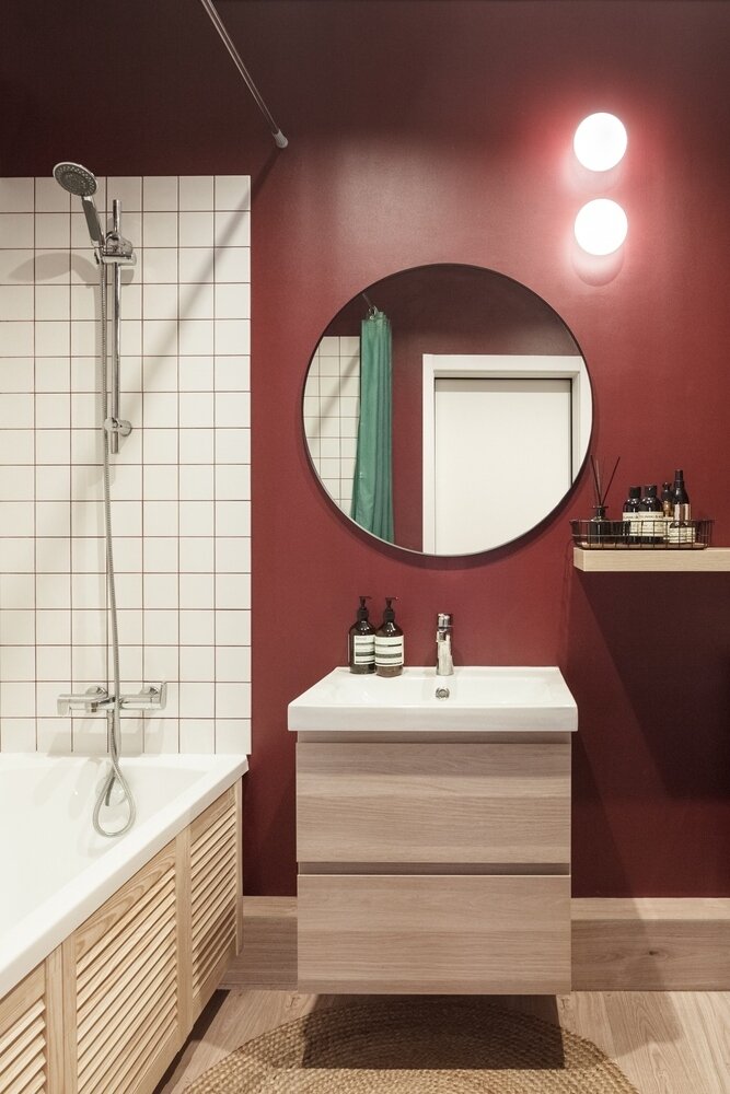 Фотография: Ванная в стиле Современный, Скандинавский, Малогабаритная квартира, Квартира, Проект недели, Краснодар, 2 комнаты, 40-60 метров, Монолитно-кирпичный, Denish Design, Кристина Селютина – фото на INMYROOM Фотография: Ванная в стиле Современный, Скандинавский, Малогабаритная квартира, Квартира, Проект недели, Краснодар, 2 комнаты, 40-60 метров, Монолитно-кирпичный, Denish Design, Кристина Селютина – фото на INMYROOM