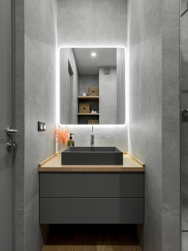 Фотография: Ванная в стиле Современный, Минимализм, Квартира, Проект недели, Москва, 2 комнаты, 40-60 метров, 60-90 метров, Ксения Елисеева – фото на INMYROOM