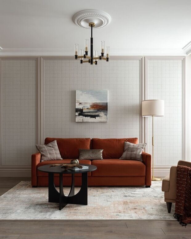 Фотография: Гостиная в стиле Классический, Современный, Эклектика, Квартира, Проект дня, 3 комнаты, 60-90 метров, Монолитно-кирпичный – фото на INMYROOM